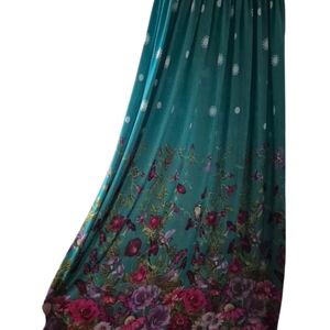 On Fire Teal Floral Maxi Dress with Pink & Purple Accents